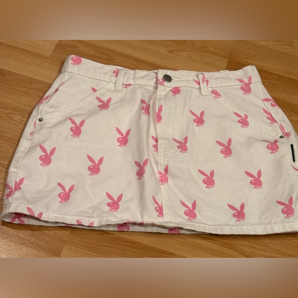 Playboy White Skirt With Pink
